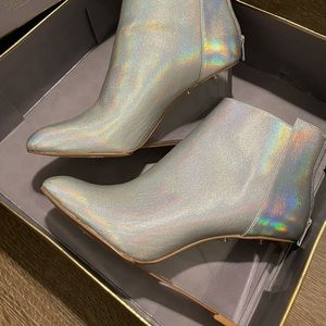 Silver iridescent Katy Perry glass heel shoes
